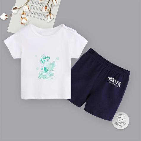 [2 Buah] Verantwortung bayi laki-laki dan perempuan butik Cina budaya katun halus musim panas lengan pendek T-shirt + ce