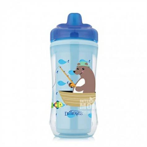 Dr Brown`s American Baby Leakproof Insulated Duckbill Cup Blue 300ml Versi Luar Negeri
