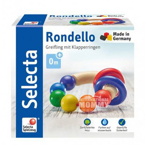Selecta Jerman Selecta bayi cincin tangan manik-manik kayu warna versi...