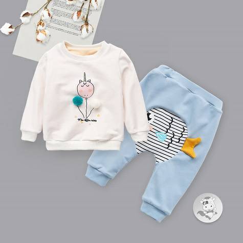 [2 potong] Verantwortung jantan dan betina bayi balon pullover kecil ditambah beludru sweater putih + ikan gelembung mel