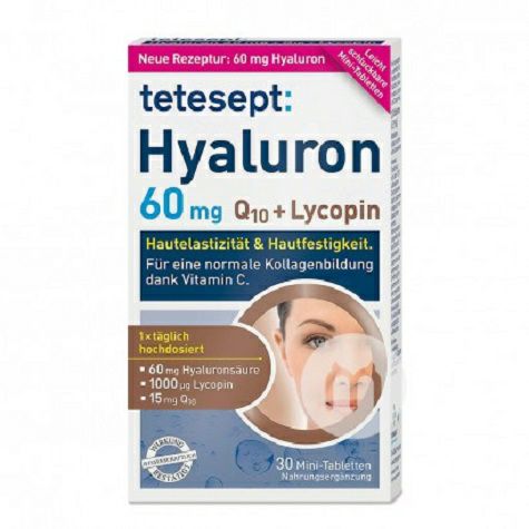 Tetesept Jerman Tetesept Asam Hyaluronic 60 mg Lycopene Coenzyme Q10 Tablet Suplemen Diet Versi Luar Negeri