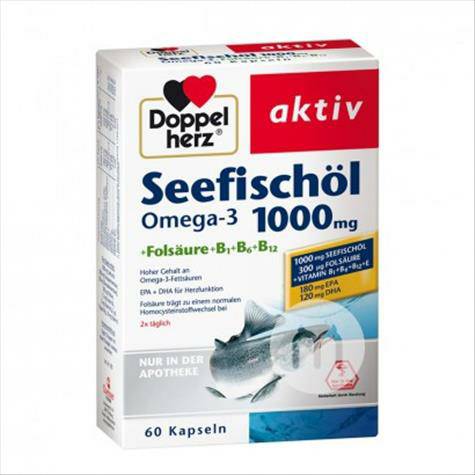 Doppelherz Jerman 1000 mg Softgel Omega 3 Minyak Ikan Laut Dalam 60 Kapsul Versi Luar Negeri