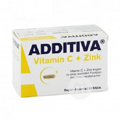 Additiva Jerman Additiva Vitamin C + Seng Kapsul 60 Kapsul Versi Luar Negeri