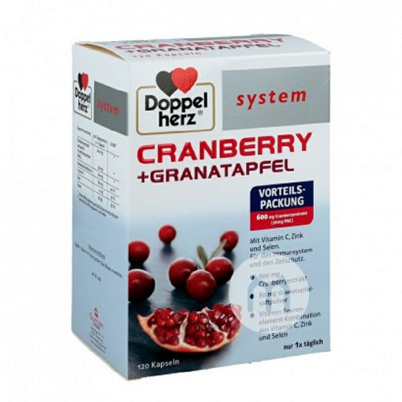 Doppelherz German Cranberry Pomegranate Essence Capsule 120 Versi Luar...