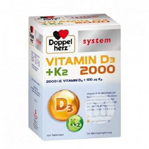 Doppelherz German Vitamin D3 + K2 Tablet Nutrisi 120 Versi Luar Negeri