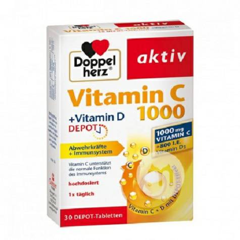 Doppelherz German Vitamin C + Vitamin D Tablet 30 Tablet Versi Luar Ne...