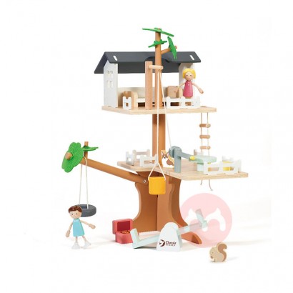 Classic World boneka rumah pohon kayu mainan pendidikan