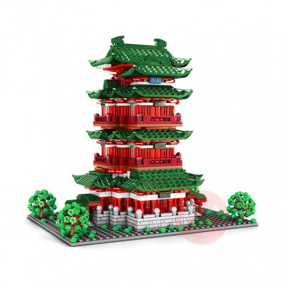 SEMBO China Tengwang Pavilion Street View Mini Building Block Model